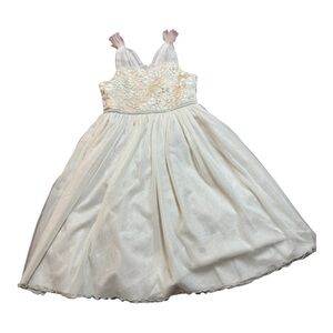BONNIE JEAN White Communion Flower Girl dress Tulle Flowers Pearls ~ Girls 12